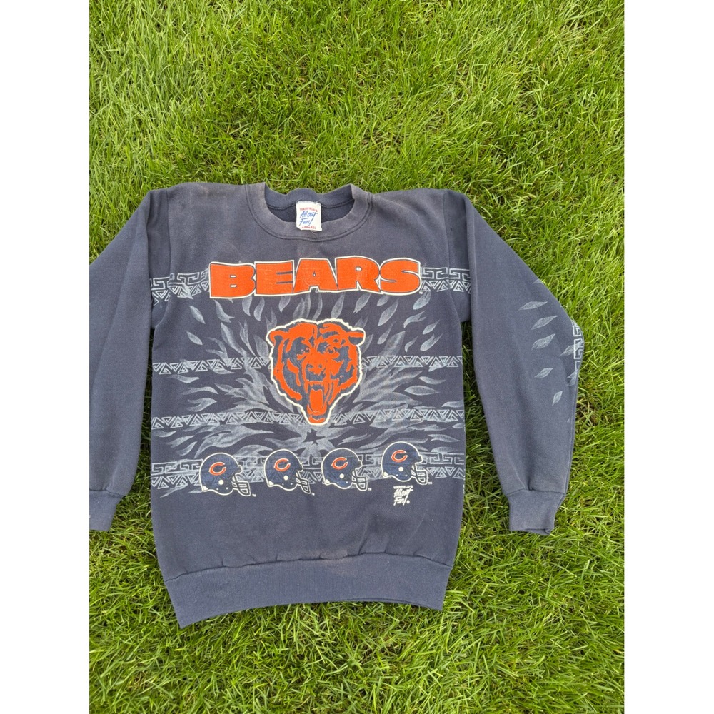 Vintage Chicago Bears Warfield All Out Fan Sweatshirt Navy Blue Medium USA Made
